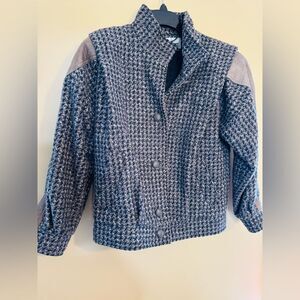 Deb Gray Quilted Suit Jacket with Stand-Up Collar